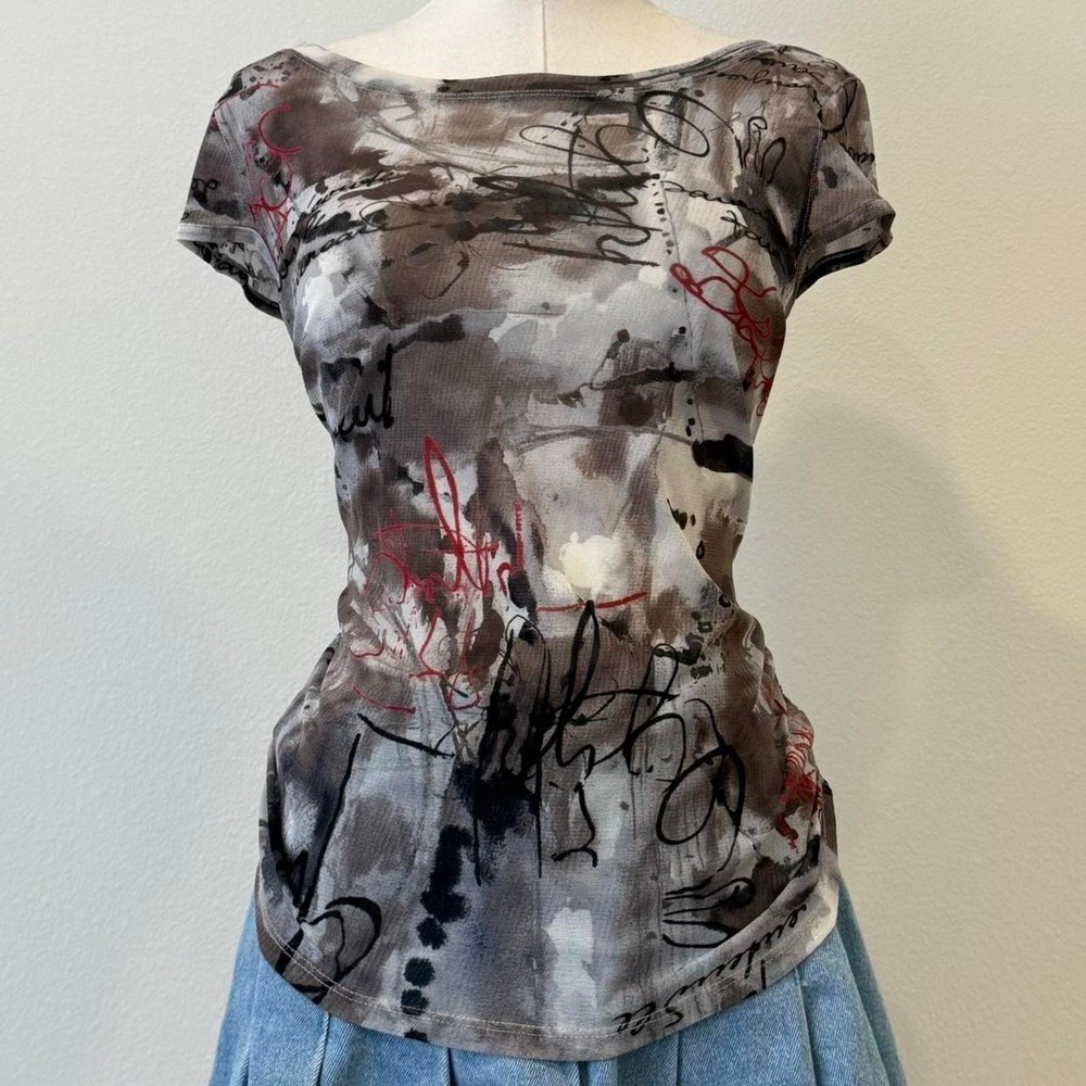 Grunge Mesh Stretchy Top Alt S/M Mall Goth Y2K